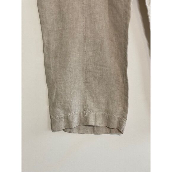 Chico's Womens Size Medium Capris 100% Linen Crop Length Wide Leg Pockets Khaki - Picture 8 of 9